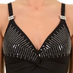 DAVID Shaping Swimsuit with Sequins & Pearls